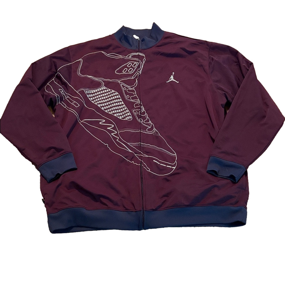 Vintage Jordan Y2K Retro Track Jacket Sneaker Emblem Full Zip Pockets Brown 3XL